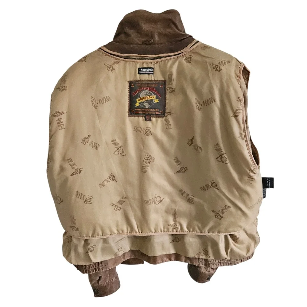 Adventure Bound Originals Mens Brown Leather Bomber Jacket Thinsulate 2X Vintage